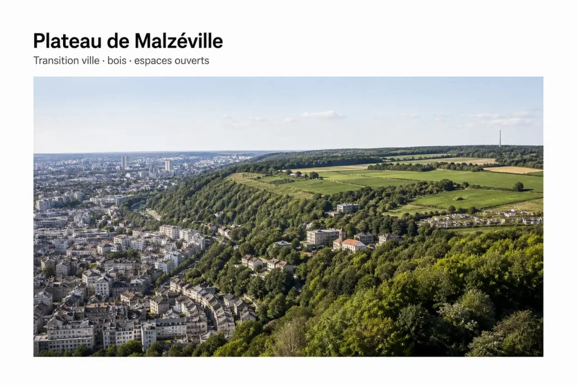 Plateau de Malzéville en panorama au nord-est de Nancy