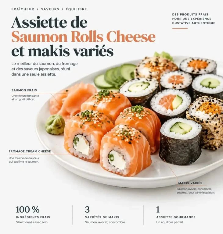 Assiette de Saumon Rolls Cheese au restaurant Fujiyama Nancy