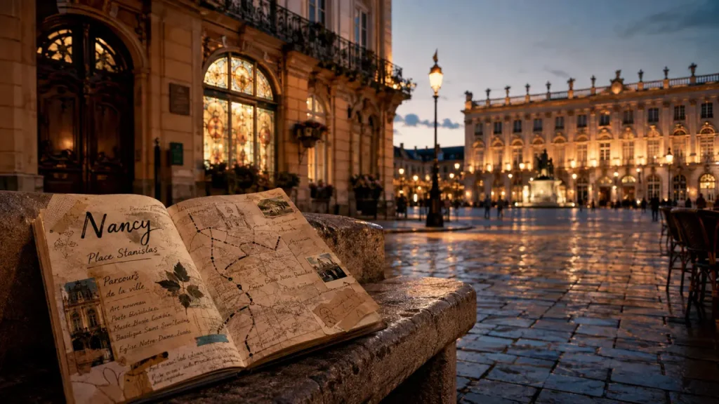 Visite patrimoine Nancy : guide et place Stanislas vers façades Art nouveau