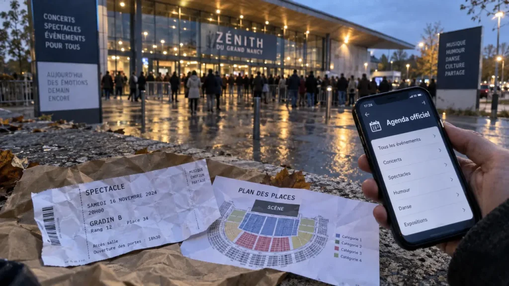 Parvis du Zénith Nancy spectacles, billet et agenda officiel sur smartphone